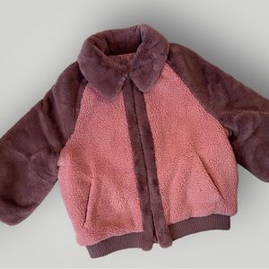 UGG Augusta Sherpa Baseball Jacket Faux Fur Bomber Teddy Jacket